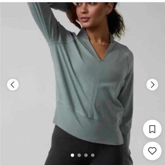 Athleta Eastbound Sweatshirt Sage Green Size XLarge Pullover V Neck Comfort Cozy - Picture 7 of 7